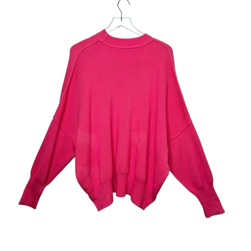 Free People Easy Street Hot Pink Oversized Sweater XS Boho Slouchy Tunic - Picture 10 of 15